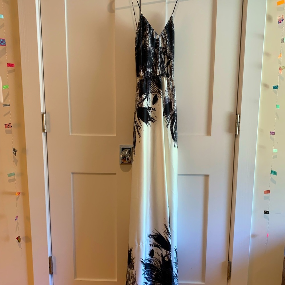 Aqua Brand Maxi Silky Black and White Dress